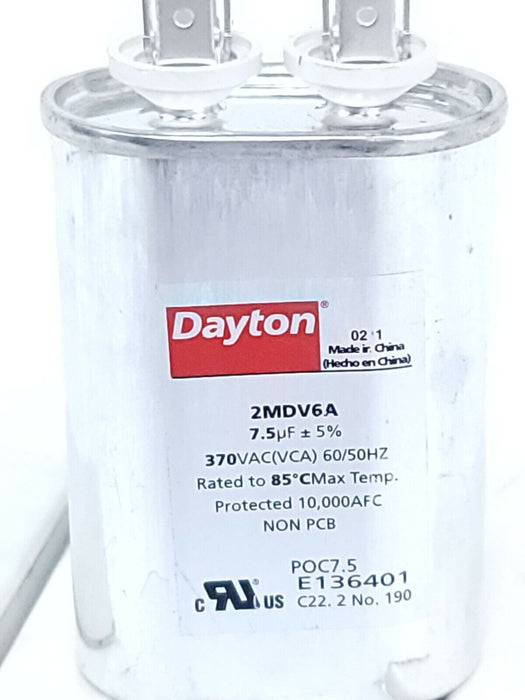 LOT OF 3 NIB DAYTON 2MDV6A CAPACITORS 7.5MFD OVAL 370VAC (VCA) 60/50HZ