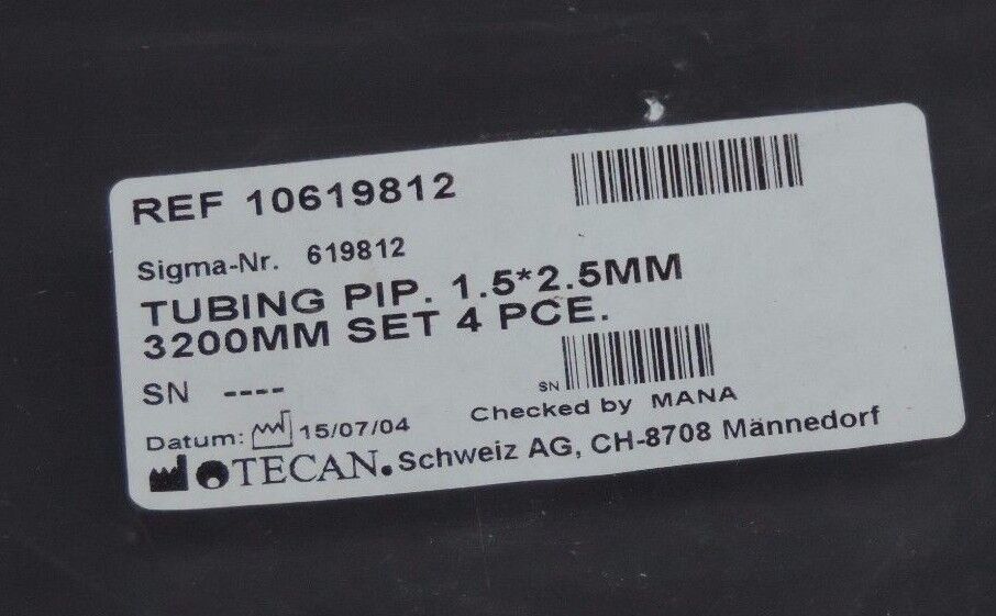 LOT OF 4 NEW TECAN 10619812 TUBING PIPETTE 1.5 X 2.5 X 3200 MM