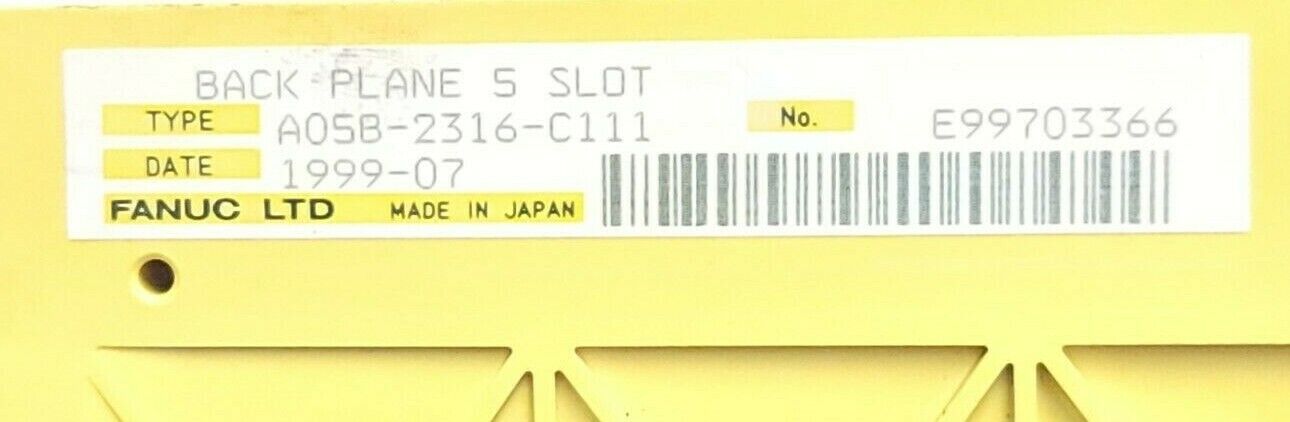 FANUC A05B-2316-C111 BACK PLANE 5-SLOT A20B-2001-0990/01A