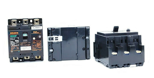 LOT OF 3 FUJI ELECTRIC EG53F CIRCUIT BREAKERS 40AMP, 100-200V, 100mA