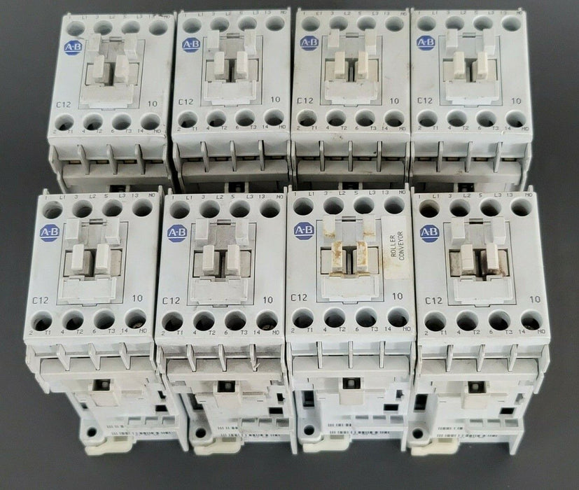 LOT OF 8 ALLEN BRADLEY 100-C12Z*10 CONTACTORS SER. A 100C12Z10A, 24V DC