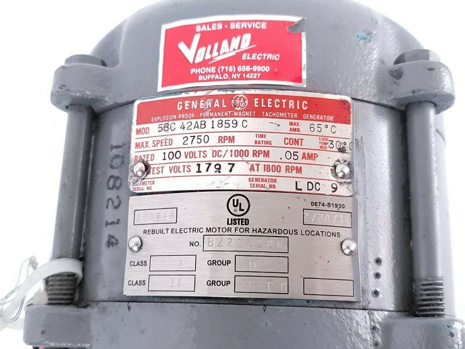 NEW GENERAL ELECTRIC 5BC42AB1859C TACHOMETER GENERATOR 2750 RPM