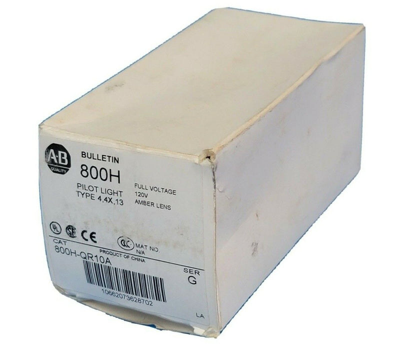 NIB ALLEN BRADLEY 800H-QR10A PILOT LIGHT 120V AMBER LENS 800HQR10A