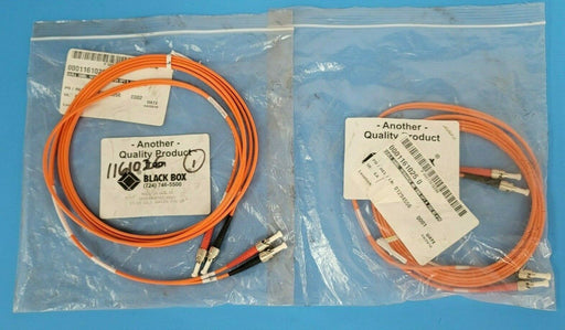 LOT OF 2 BLACK BOX EFN110-STST-008 FIBER OPTIC PATCH CORDS ST/ST 62.5 DUPLEX PVC