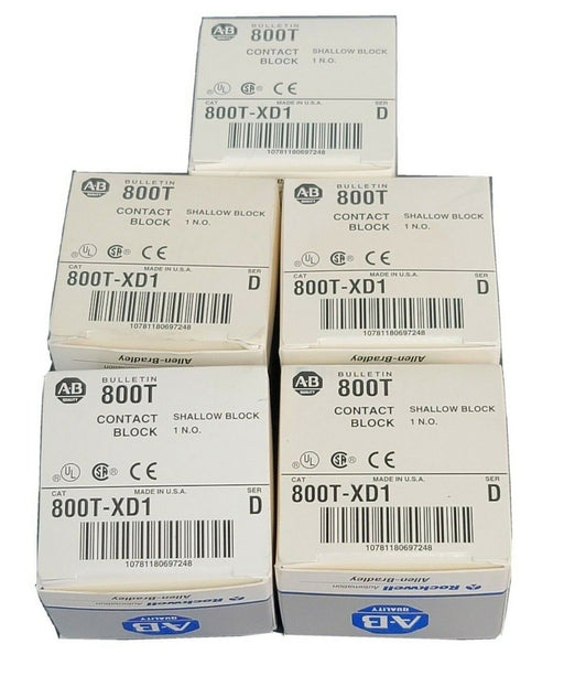 LOT OF 5 NIB ALLEN BRADLEY 800T-XD1 CONTACT BLOCKS 800TXD1, SER. D