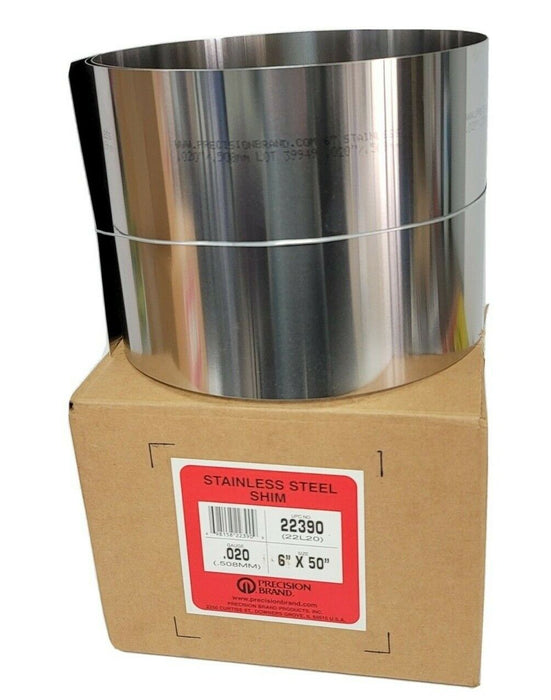 LOT OF 3 NIB PRECISION BRAND 22390 STAINLESS STEEL SHIMS 6'' X 50'' GAUGE .020