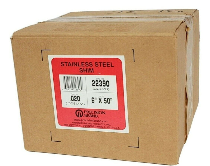 LOT OF 3 NIB PRECISION BRAND 22390 STAINLESS STEEL SHIMS 6'' X 50'' GAUGE .020