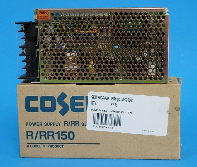 NIB COSEL R150U-15 POWER SUPPLY R/RR150 15V 10A R/RR SERIES