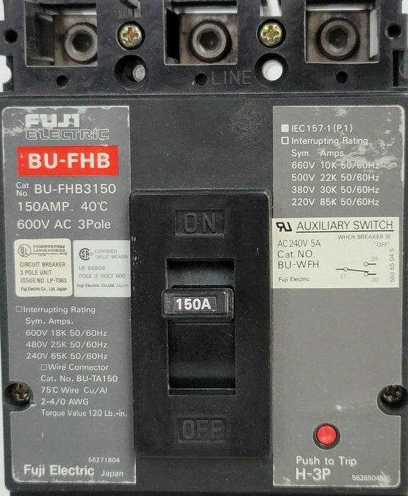 NIB FUJI ELECTRIC BU-FHB3150 CIRCUIT BREAKER BUFHB3150 600VAC 150A 3P