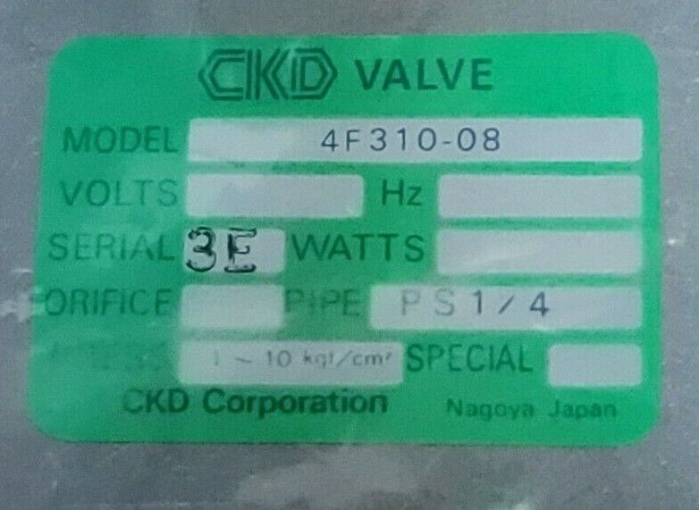 NIB CKD 4F310-08 SOLENOID VALVE 4F31008 AC200 PIPE: PS 1/4