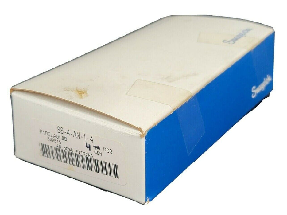 BOX OF 4 NEW SWAGELOK SS-4-AN-1-4 STAINLESS STEEL PIPE FITTING ADAPTERS