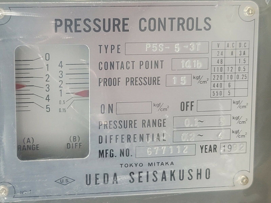 NIB UEDA SEISKUSHO P5S-5-3T PRESSURE SWITCH P5S53T