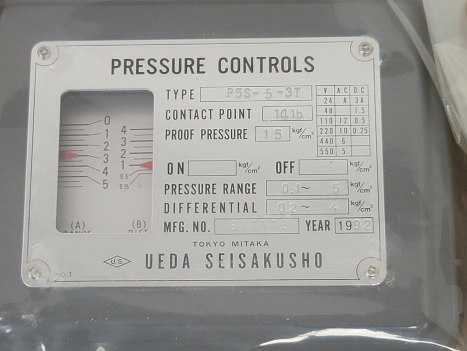 NIB UEDA SEISKUSHO P5S-5-3T PRESSURE SWITCH P5S53T