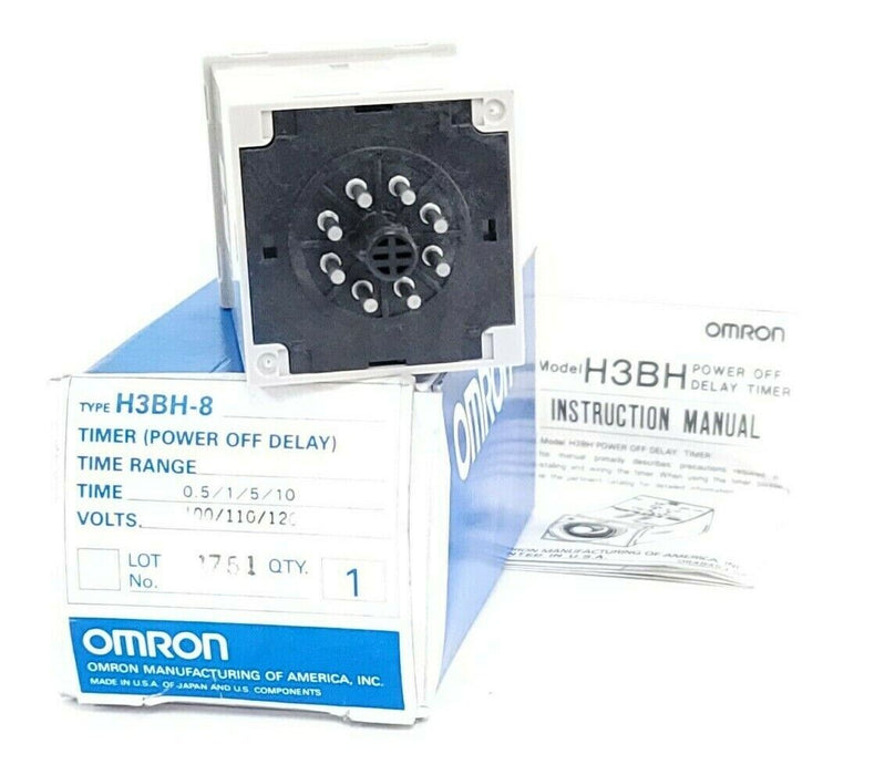 NIB OMRON H3BH-8 TIMER (POWER OFF DELAY) TIME: 0.5/1/5/10 VOLTS: 100/110/120