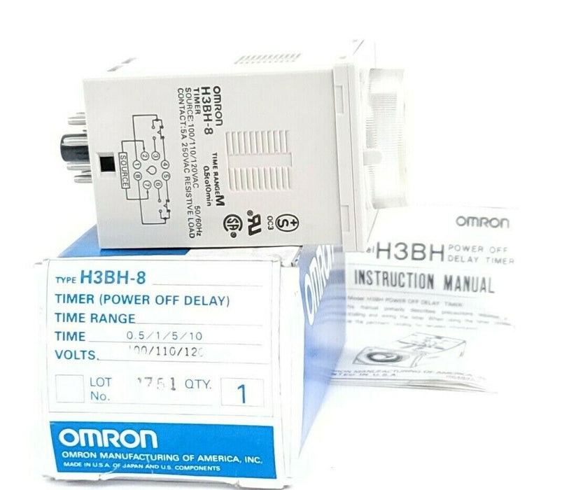 NIB OMRON H3BH-8 TIMER (POWER OFF DELAY) TIME: 0.5/1/5/10 VOLTS: 100/110/120