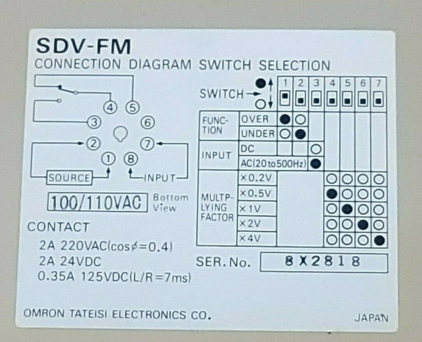 OMRON SDV-FM6 VOLTAGE SENSOR SDVFM6, SVD-FM