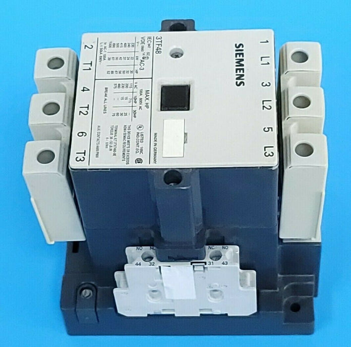 SIEMENS 3TF4810A-K6 CONTACTOR 3-POLE 110/120VAC 3TF48