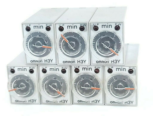 LOT OF 7 OMRON H3Y-2 TIMERS H3Y2 120VAC 0-3 MINUTE