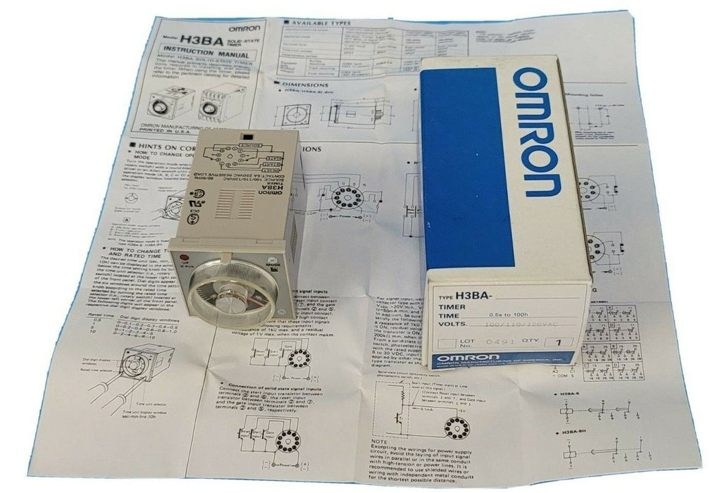 NIB OMRON H3BA-8-AC100/110/120 TIMER 0.5S TO 100H 100/110/120VAC