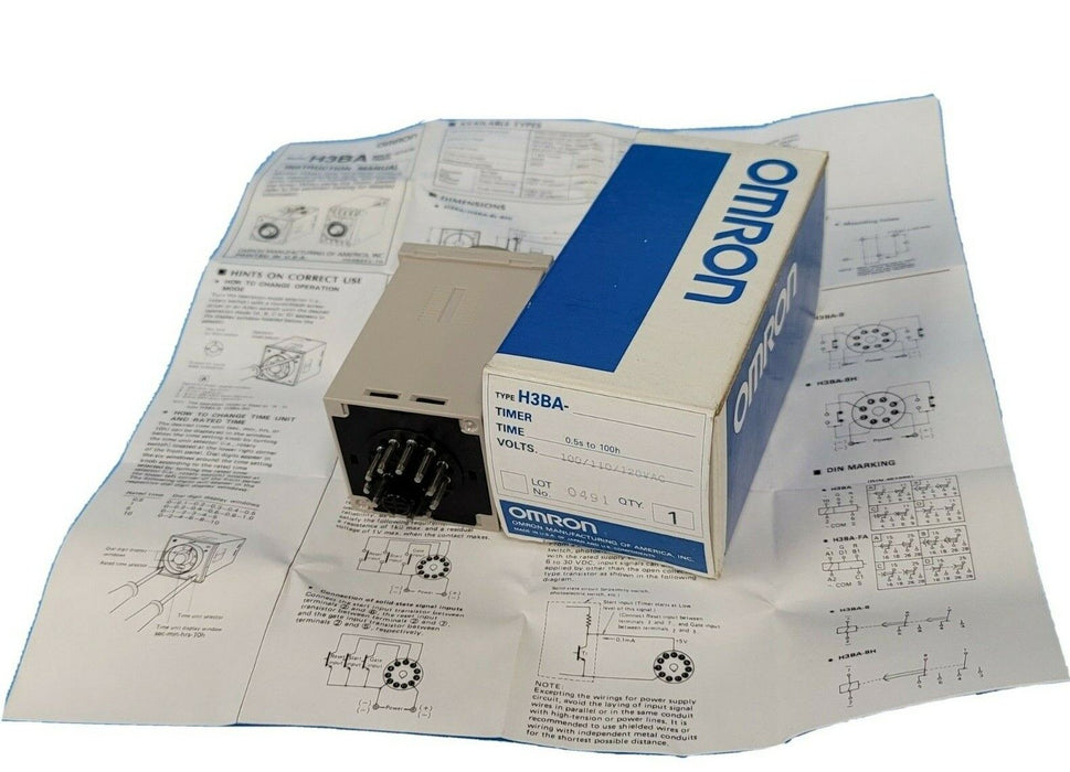 NIB OMRON H3BA-8-AC100/110/120 TIMER 0.5S TO 100H 100/110/120VAC