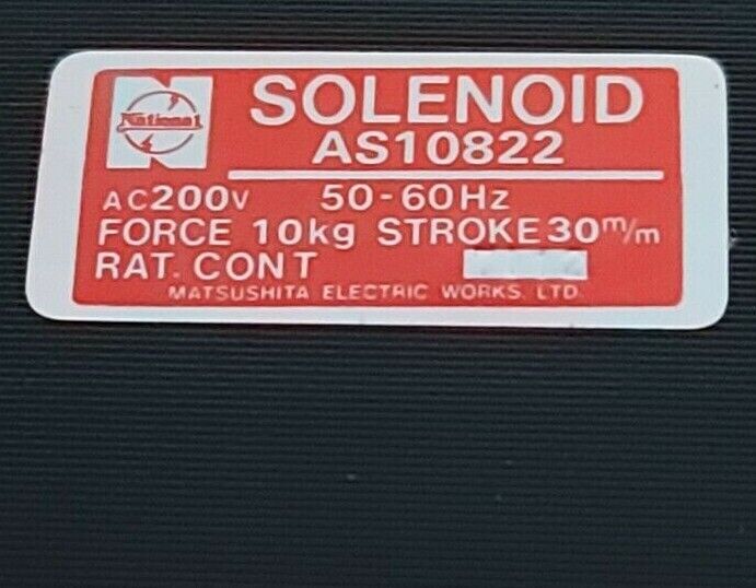 NIB MATSUSHITA AS10822 SOLENOID COIL AC200V 50-60HZ