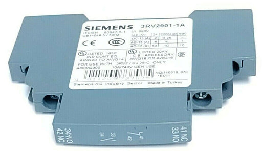 SIEMENS 3RV2901-1A LATERAL AUXILIARY SWITCH 2 POLE 3RV29011A