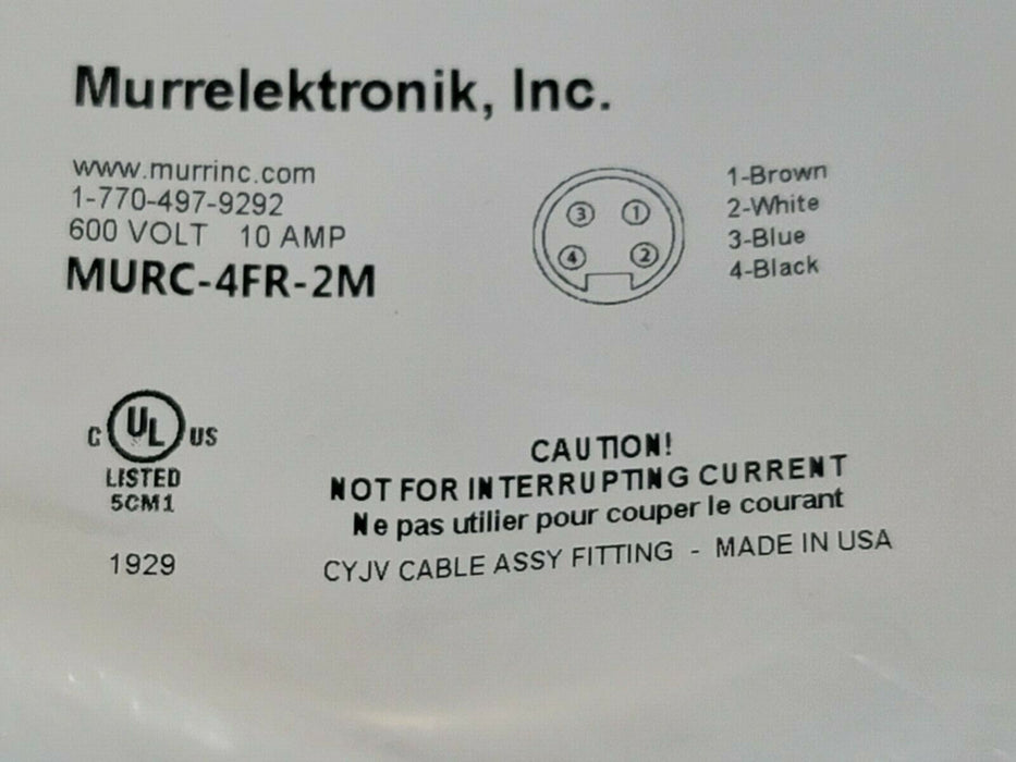 NEW MURRELEKTRONIK MURC-4FR-2M FEMALE RECEPTACLE MURC4FR2M 600V 10A