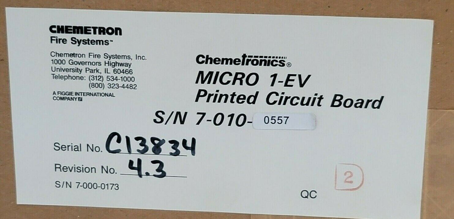 REPAIRED CHEMETRON MICRO 1-EV PRINTED CIRCUIT CPU BOARD REVISION NO. 4.3