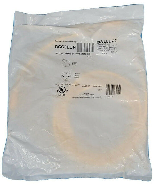 NEW BALLUFF BCC M415-M413-3A-300-EX43T2-030 DOUBLE-ENDED CORDSET BCC0EUN