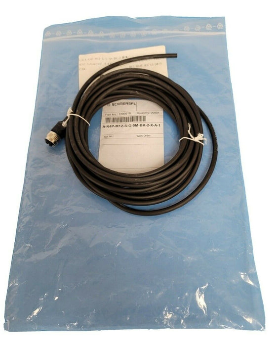 NEW SCHMERSAL P/N: 1209918 CABLE A-K4P-M12-S-G-5M-BK-2-X-A-1