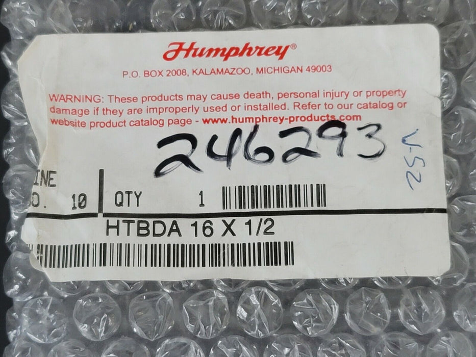 NEW HUMPHREY HTBDA 16 X 1/2 PNEUMATIC CYLINDER