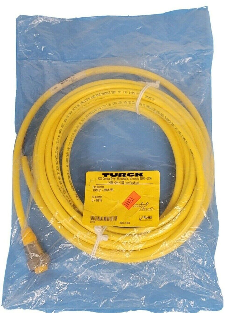 NEW TURCK RKM 61-8M/S739 MINIFAST MOLDED CORDSET ID NO. U-07816