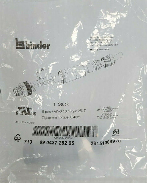 LOT OF 3 NEW BINDER 713-99-0437-282-05 CABLE CONNECTORS STYLE 2517