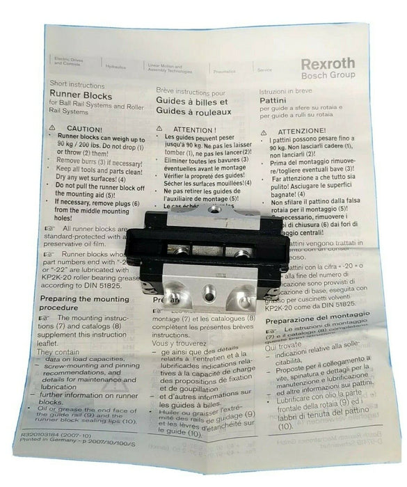 NIB REXROTH BOSCH R163111424 BALL RUNNER BLOCK 1631-114-20