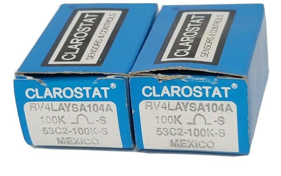 LOT OF 2 NIB CLAROSTAT RV4LAYSA104A POTENTIOMETERS 53C2-100K-S