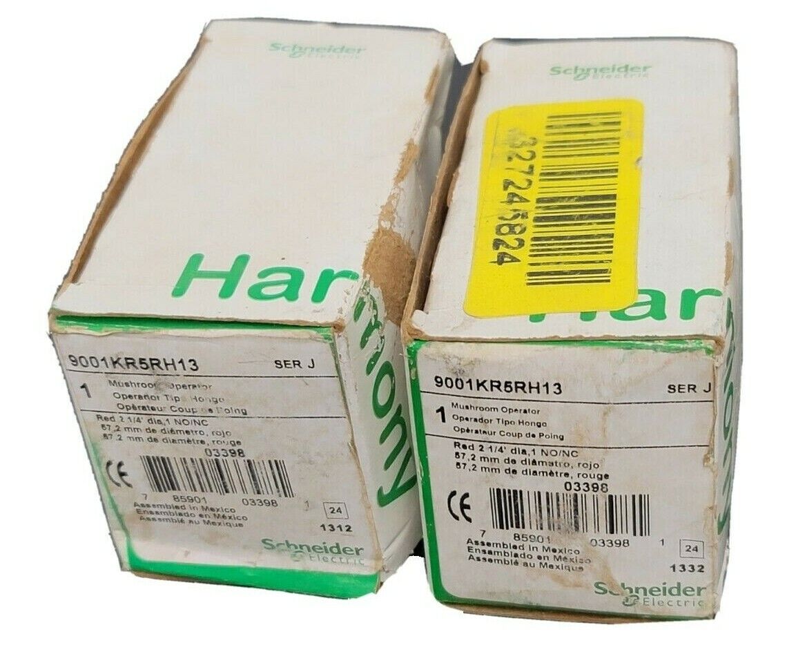 LOT OF 2 NIB SCHNEIDER ELECTRIC 9001KR5RH13 MUSHROOM OPERATORS W/OUT CAPS SER. J