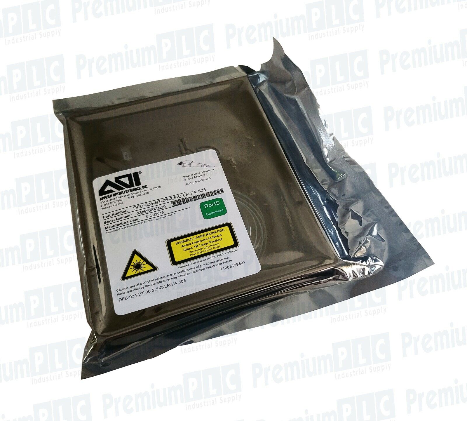 APPLIED OPTPELECTRONICS AOI DFB-934-BT-06-2.5-C-LR-FA-503 193.4THz DFB LASER 6mW