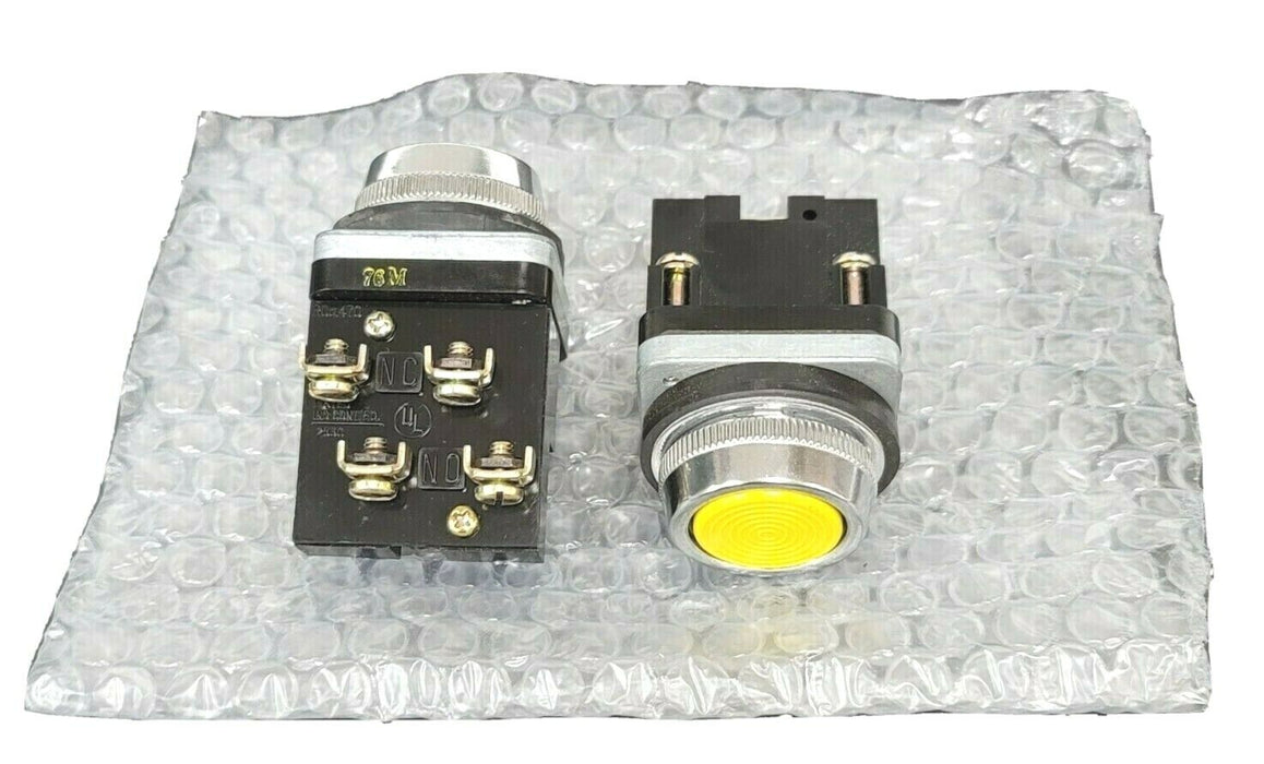 LOT OF 2 NEW FUJI ELECTRIC 70C-IA CONTACT BLOCKS 70CIA, YELLOW CAP PUSHBUTTON