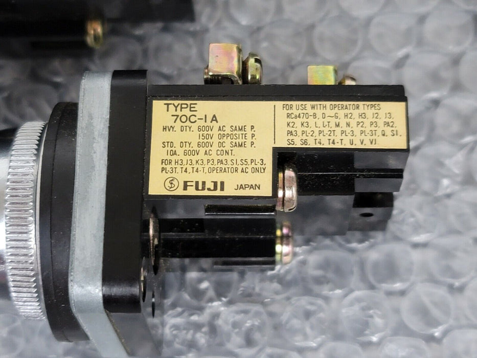 LOT OF 2 NEW FUJI ELECTRIC 70C-IA CONTACT BLOCKS 70CIA, YELLOW CAP PUSHBUTTON
