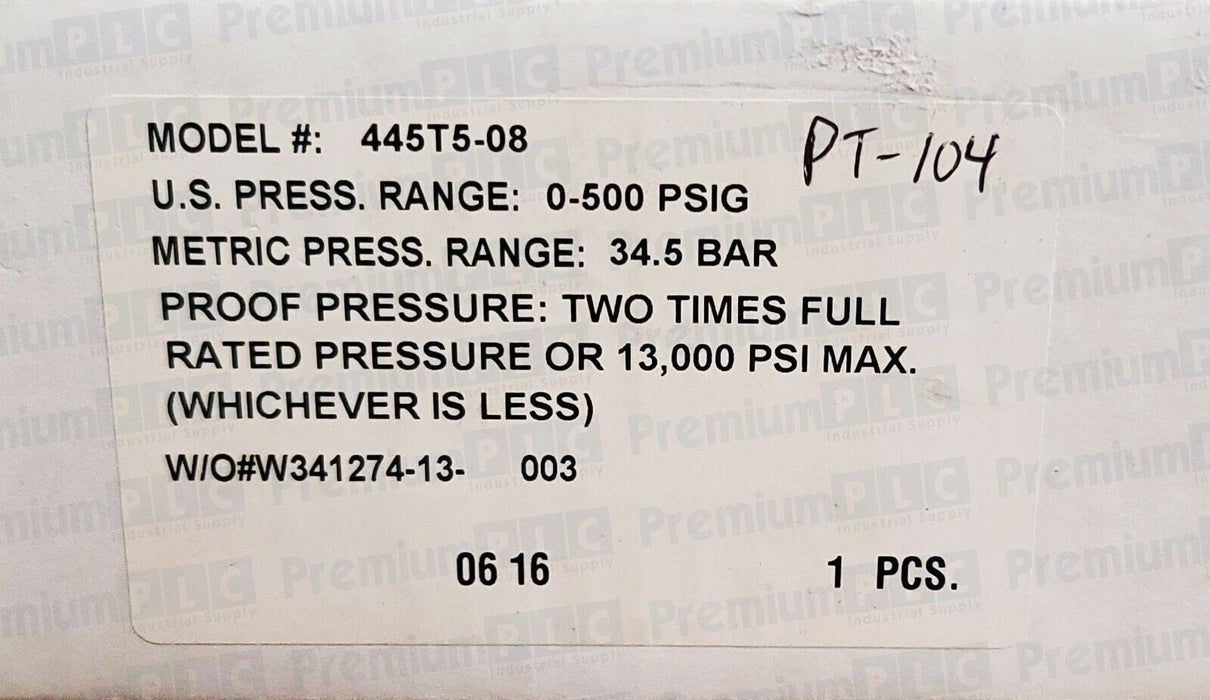 NEW BARKSDALE 445 SERIES PRESSURE TRANSMITTER 445T5-08 PRESS. RANGE 0-500 PSIG