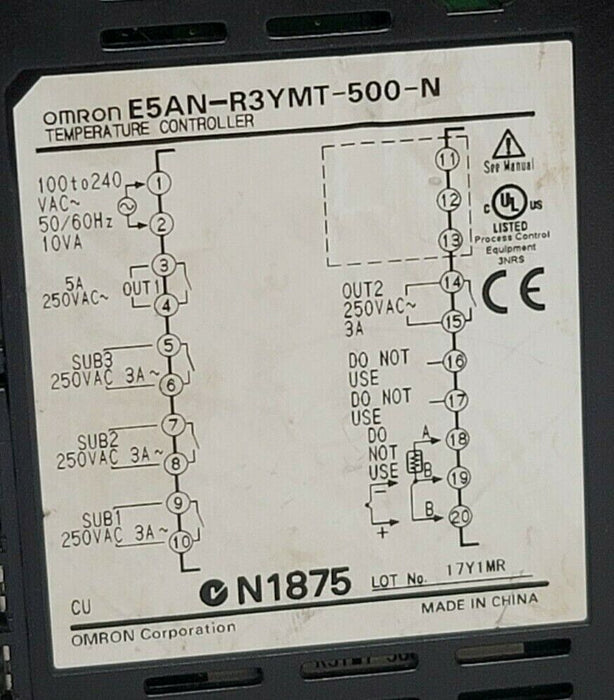 OMRON ESAN-R3YMT-500-N TEMPERATURE CONTROLLER ESANR3YMT500N