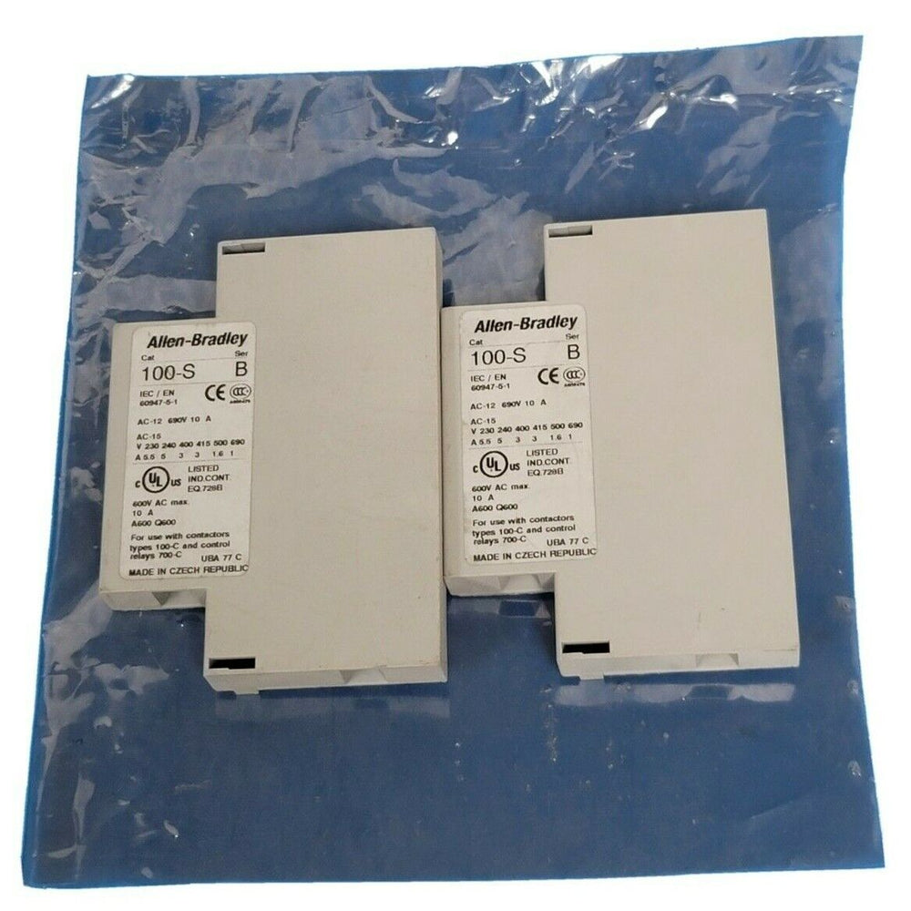 LOT OF 2 ALLEN BRADLEY 100-S SER. B AUXILIARY CONTACT BLOCKS