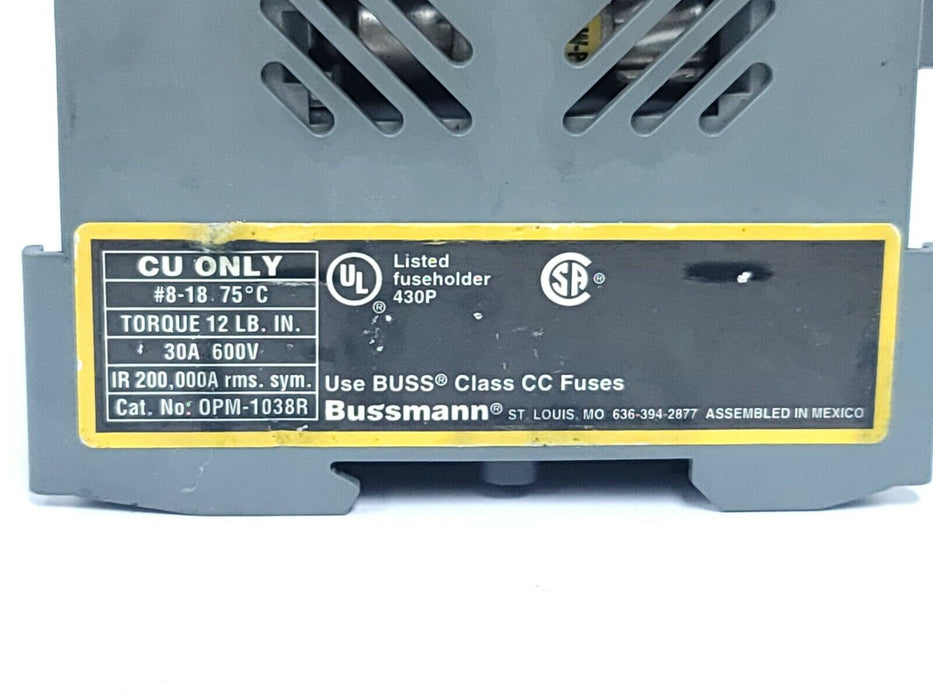 LOT OF 2 COOPER BUSSMANN OPM-1038R FUSE BLOCKS 30A 600V