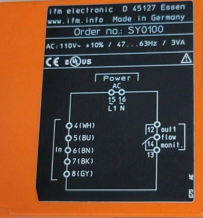 NEW IFM EFECTOR VS0200/110VAC-SY0100 FLOW SWITCH CONTROLLER SY0100