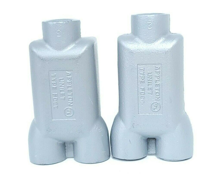LOT OF 2 NEW APPLETON FDCC WEATHERPROOF BOXES 3/4'' THREADED 25 CU. IN.