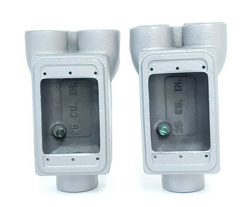 LOT OF 2 NEW APPLETON FDCC WEATHERPROOF BOXES 3/4'' THREADED 25 CU. IN.
