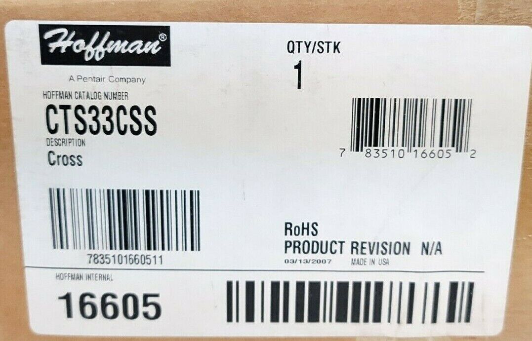 NEW HOFFMAN CTS33CSS CROSS ENCLOSURE STAINLESS