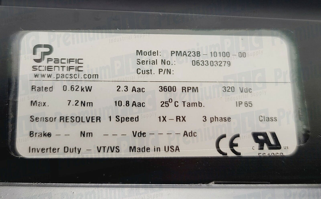 NEW PACIFIC SCIENTIFIC PMA23B-10100-00 PMA SERIES SERVO MOTOR 0.62kW