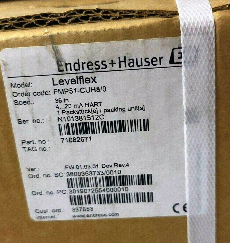 NEW ENDRESS HAUSER LEVELFLEX FMP51 36" LEVEL TRANSMITTER FMP51CUH8/0