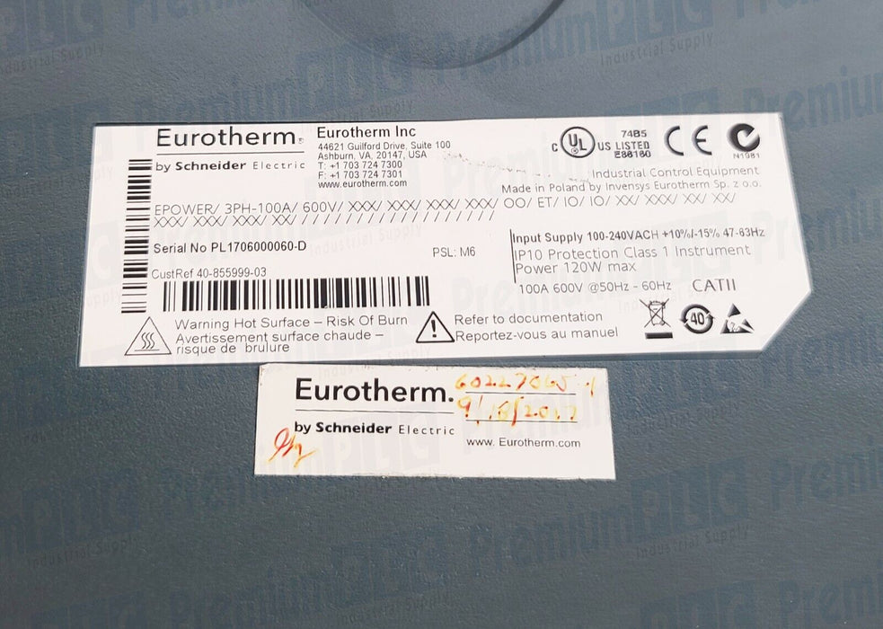 NEW EUROTHERM EPOWER/ 3PH-100A/ 600V/ SCR POWER CONTROLLER W/ MODBUS ETHERNET